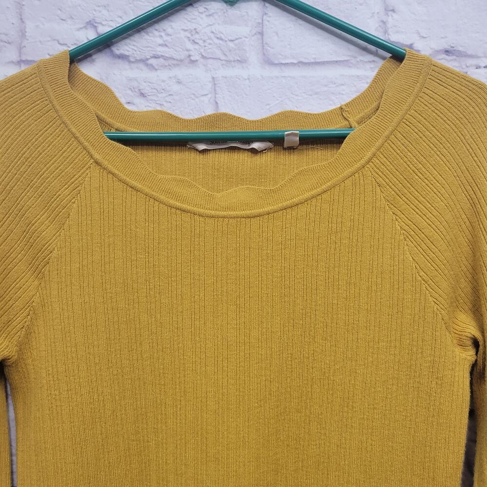 Soft Surroundings Mustard Yellow Sweater Size S Punk Skater Granola Y2K Inspired - Picture 2 of 8